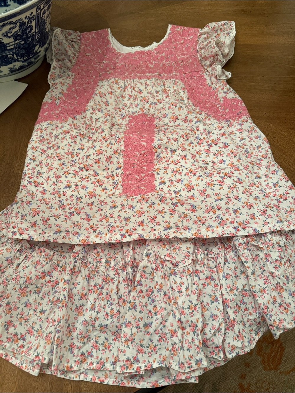 J. Marie Floral Set. Ruched skirt (M). Top has embroidered/ruffle detail (S).
